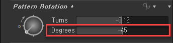 Pattern Rotation • 
Turns 
Degrees 
-45 