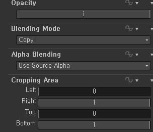 Opacity 
Blending Mode 
Alpha Blending 
use Source Alpha 
Cropping Area 
Top 
Bottom 