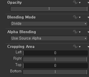Opacity 
Blending Mode 
Alpha Blending 
use Source Alpha 
Cropping Area 
Top 
Bottom 